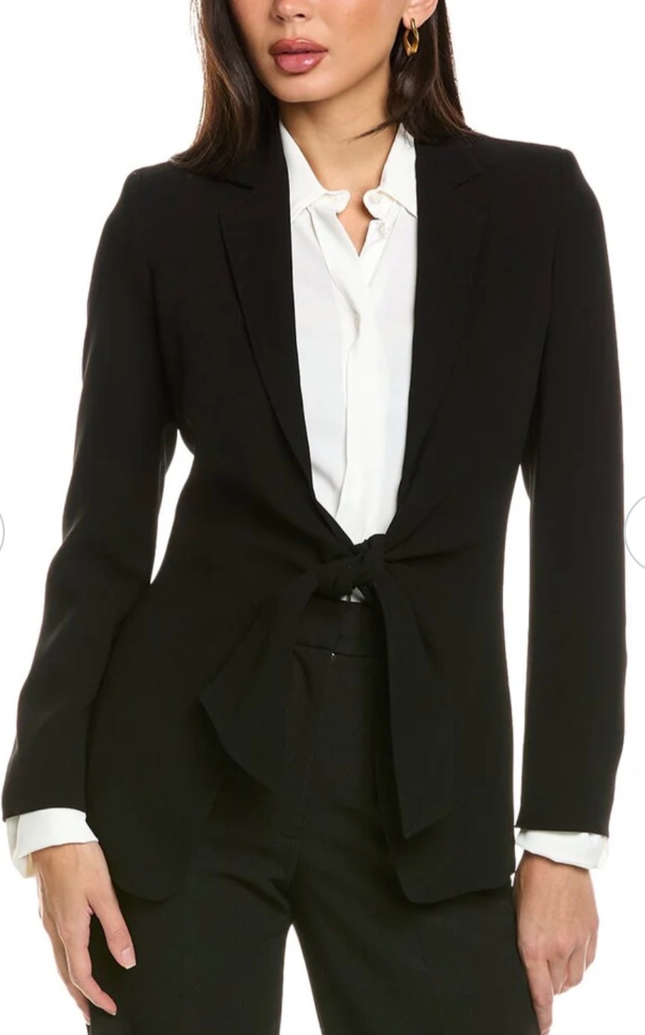 Max Mara Segale Jacket Tie Front Black Women's 16 Classic Elegant